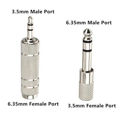 4pcs Audio Jack Adapter 3.5mm (1/8") TRS Stereo Male to 6.35mm (1/4") Female Jack Adapter & 3.5mm Female to 6.35mm Male Plug Audio Adapter Kit for Headphones/Microphones - size: 4pcs Silver