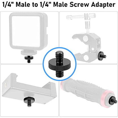 Threaded Tripod Screw Adapter Double Head Stud Standard Mounting Thread Converter 1/4" Male to 3/8" Female Adapter Set for Camera Cage Mount Light Stand Monopod Shoulder Rig Tripod,Camera Monitor
