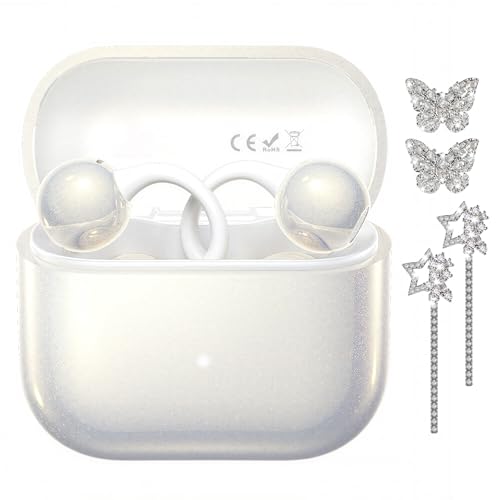 Clip on Earbuds with Detachable Butterfly & Star Jewelry Earrings Lightweight Bluetooth 6.0 Open Ear Wireless Headphones for Women Gifts Sport Workout