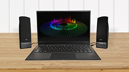 Cyber Acoustics CA-2014USB 2.0 USB Speakers with Dual-Port Compatibility | Great for PC, Mac and Chromebook, Volume and Mute Control, Headphone Jack