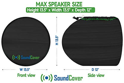 Marine Wakeboard Tower Speaker Covers for 8” Round Speakers – 210T Polyester with Silver UV Coating – Water-Resistant, Double-Stitched with Drawcord & Drainage Eyelets – Large Size (Set of 2) - size: Large