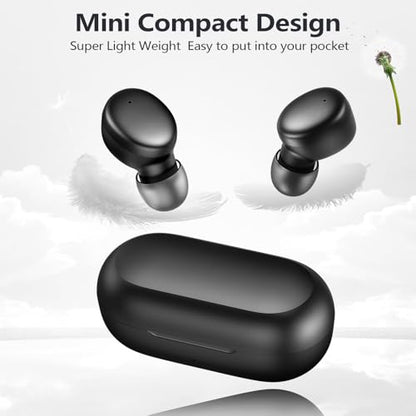 MOZOTER Mini Wireless Earbuds Bluetooth 5.3 in Ear Headphones Headsets | Light Weight,60Hrs Playtime Ear Buds with Charging Case,Smart Touch Control,Premium Sound with Deep Bass for Sport-Black - color: Black