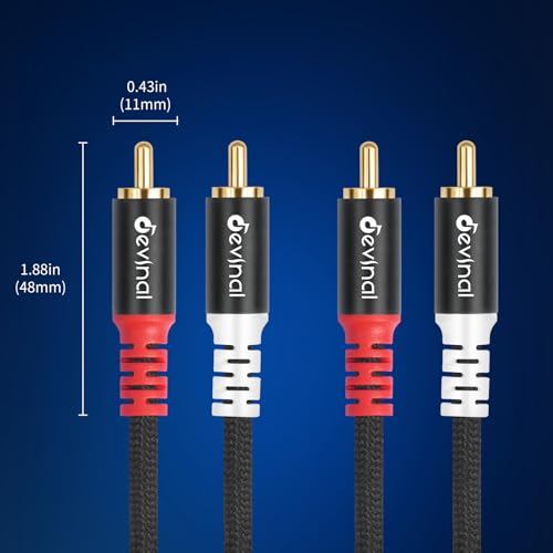 10FT RCA Cables, 2RCA to 2RCA Audio Cable, Male Stereo RCA Cord Shielded Braided for Home Theater, HDTV, Amplifiers, Hi-Fi Systems, Car Audio, Speakers - size: 3 Meters/ 10 FT