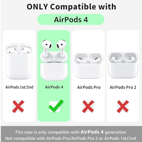 Silicone Case Cover for AirPods 4th Gen, Soft Skin, Full Protection, Keychain, Cleaner Kit (Red) - color: B1-Red