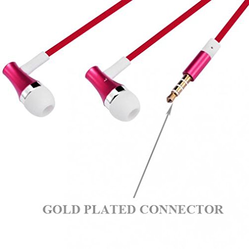 Premium Sound Red Earbuds Handsfree Earphones Mic Dual Metal Headphones Headset in-Ear Wired [3.5mm] for Amazon Fire HD 10, 8, Kindle DX, Fire, HD 6, 7, 8.9, HDX 7, 8.9