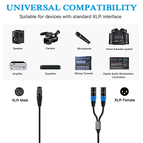 JOLGOO XLR Splitter Cable - Female to Dual Male Y Splitter Mic Cable, 1.6 Feet 2Pack - size: 1.6 Feet (2 Pack), style: XLR Female to Dual XLR Male