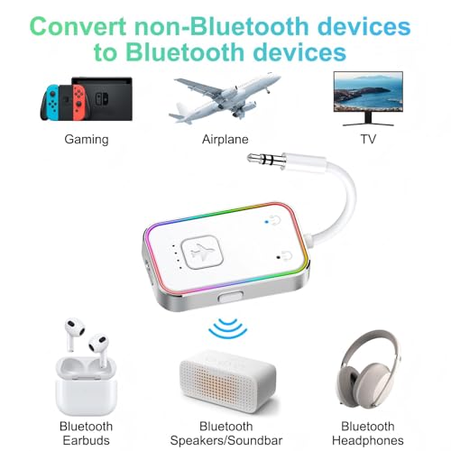 Bluetooth Transmitter for Airplane (Silver) - color: silver