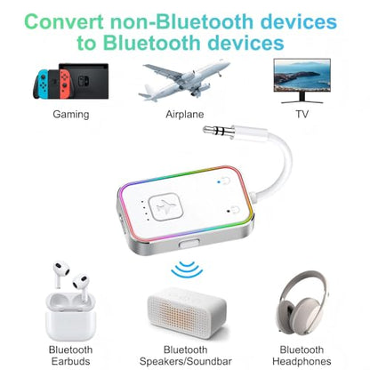 Bluetooth Transmitter for Airplane (Silver) - color: silver