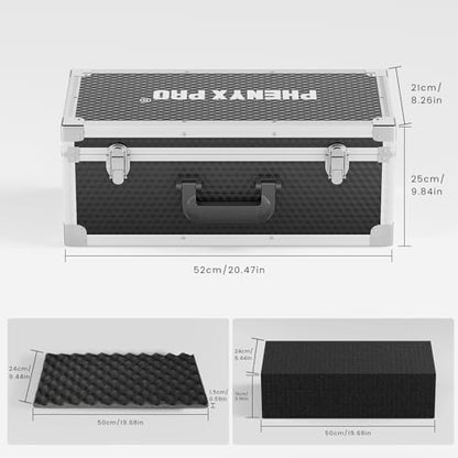 Phenyx Pro Storage Case with Pre-Diced Foam and Alloy Frame PCSE-XL | Aluminum Alloy Frame, Protective Gear Storage, Ergonomic Handle, Wireless Mic Systems, Camera Gear - size: Extra Large (53.5*22*29cm)
