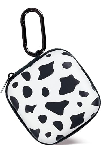Earbud Case,Headphone Organizer Earbud Storage Bag, Hard EVA Shockproof Cover Carrying Case with Carabiner Clip Compatible with AirPods 4 AirPods Pro 2nd /3/2/1 Bose Galaxy Buds (Cow) - color: Cow