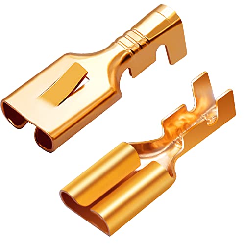 Twidec/200PCS 6.3mm Female Spade Connector Blade Connector Quick Splice Crimp Terminals Non Insulated Wire Connectors for Electrical Wiring Relay Car Audio Speaker N-005-6.3MM - size: 6.3mm Female B