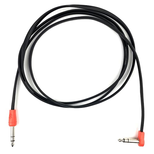 Flat Low Profile Stereo Guitar Patch Cable 6.5ft for Effects Pedals, 1/4 inch TRS Slim Straight to Right-Angle Plug, Red - color: Red, size: 6.5ft TRS(Straight to R-Angle)