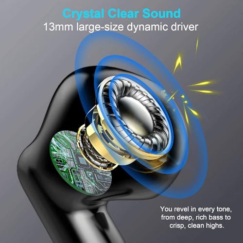 Wireless Earbuds, Bluetooth 5.4 Earbuds Stereo Bass, Bluetooth Headphones | in Ear Noise Cancelling Mic, Sports Earphones IP7 Waterproof, 32H Playtime USB C Mini Charging Case Ear Buds for Android iOS - color: Deep Black