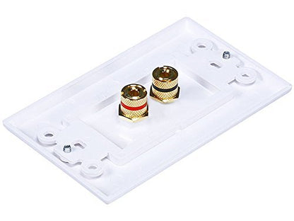 iMBAPrice (5 Pack) Premium 2 Connector Banana Wall Plate - Banana Plug Binding Post Wall Plate for Speakers white