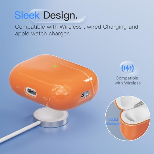 Case for AirPods Pro 3 Never-Sretch-Out DamonLight Shock-Proof Protective Semi Hard Silicone Case Compatible with Apple Airpods Pro 3rd Generation (Orange) - color: Orange