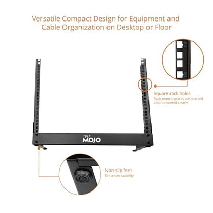 Tecmojo 2 Post 8U Desktop Server Rack Small Open Frame Rack for 19in AV/Data/Audio/Studio Equipment Free Standing Home/Office Rack,Square Hole - size: 8U/Square Hole