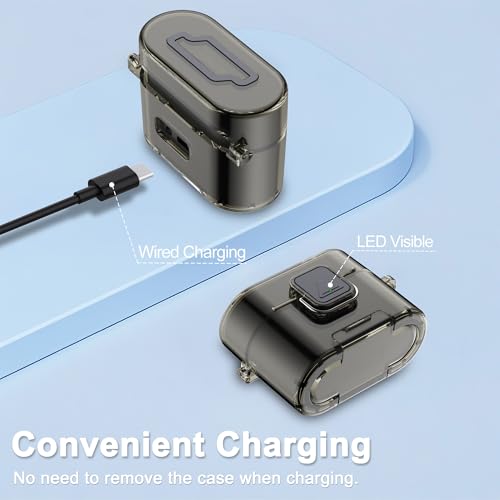 [with Safety Lock] for Sony WF-1000XM6 Case Cover, Soft TPU Clear Protective Earbuds Case with Cleaning Kit & Carabiner, Wireless Charging Headphone Accessories for Men Women(Clear Grey) - color: Clear Grey