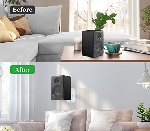 Speaker Wall Mount Brackets - Surround & Bookshelf Speaker Wall Mounts Kit, Holds up to 8 lbs, 4 Pack, White - color: 4P-White
