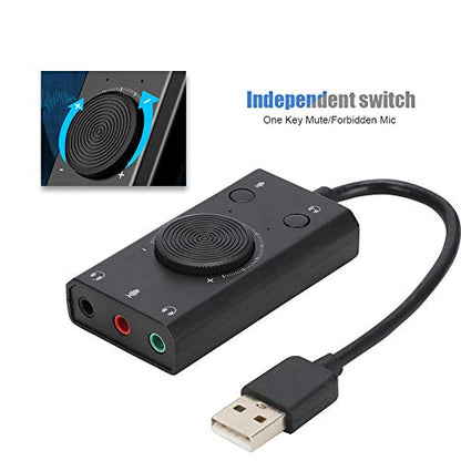 Diyeeni ORICOSC2 USB Sound Card, Multifunction Drive - Free External Audio Card, Volume Control Sound with 3.5mm Audio Jacks for Desktop PC Laptop