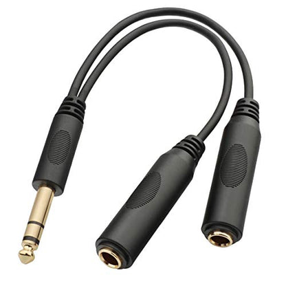 Tisino 6.35mm(1/4 inch) TRS Jack Cable Headphone Splitter 2 Way, 20cm | 1/4" TRS Stereo Jack Splitter Cable, 6.35mm Male to 2 Female Y Lead for Guitar, Mixer, Studio, Gold-plated/OFC
