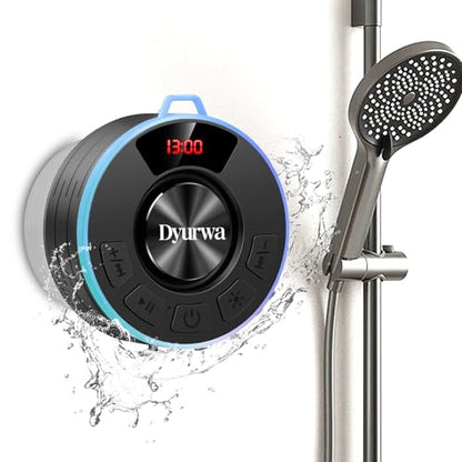 Bluetooth Shower Speaker, Waterproof Shower Speaker Bluetooth 5.3 Loud Clear Sound with Suction Cup, RGB Lights/Digital Display/Hands-Free Call, IPX7 Bathroom Speaker for Outdoor/Pool/Beach/Party/Gift