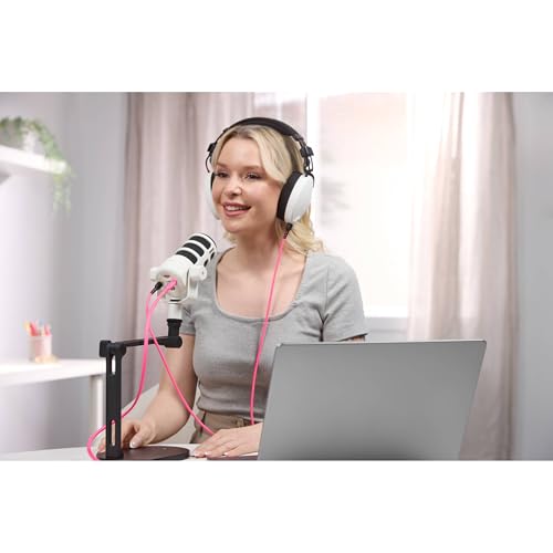 Rode PodMic USB White Dynamic Broadcast Microphone with Rode SC27 Black USB-C to USB-C Cable and StreamEye Adjustable Boom Arm