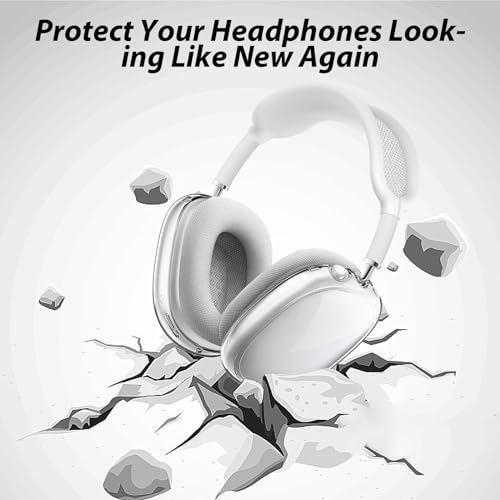 Soft Case Cover Compatible with AirPods Max Headphones, Clear Anti-Scratch Ear Pad Case Cover TPU Protective Ear Cups Covers Accessories, Anti-Dust Headband Cover Compatible with Apple AirPods Max