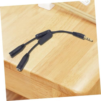 Black Headphone to Adapter Splitter 3.5mm Male Female 2 Mic