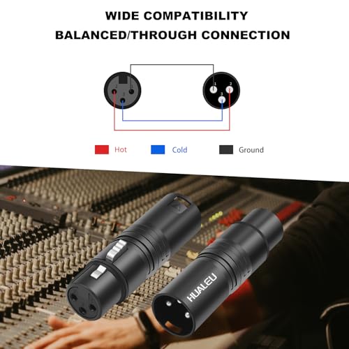 3Pin XLR Male to Female Adapter, Black Painted zinc Alloy Shell,for Mic,Amplifier, Mixer XLR 3-Pin Audio Connectors DMX 512 Adapter-2Pack - color: XLR Male to Female