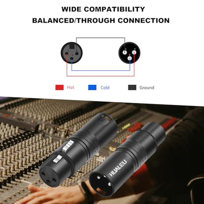 3Pin XLR Male to Female Adapter, Black Painted zinc Alloy Shell,for Mic,Amplifier, Mixer XLR 3-Pin Audio Connectors DMX 512 Adapter-2Pack - color: XLR Male to Female