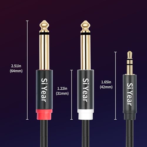 1/8 inch TRS Stereo to Dual 1/4" TS Male Insert Cable, 3.5mm Male to Double 6.35mm Mono Y Splitter Breakout Cable Patch Cord (1m/3.3FT) - color: 3.5M-2X6.35-1m