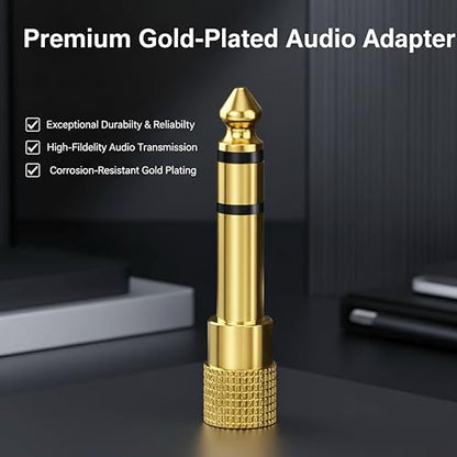 6.35mm 1/4 Male to 3.5mm 1/8 Female Stereo Headphone Adapter Audio Jack Plug Gold Plated for Speaker Headphone Guitar Digital Piano Amp