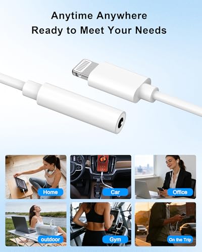 [Apple MFi Certified] 10 Pack Lightning to 3.5 mm Headphone Jack Adapter, iPhone Aux Adapter Converter Dongle Audio Cable Compatible with iPhone 14 13 12 11 X XS 8 7 | 3.5 MM Headphone Jack Adapter Converter Dongle Audio Cable for Apple iPhone 14 13 12 11