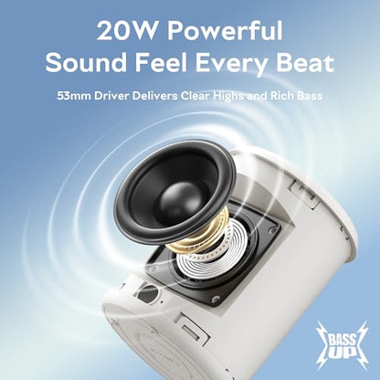 Portable Bluetooth Speaker, IPX7 Waterproof Wireless Speaker with 20W Loud Stereo Sound, 15H Playtime & Beat-Synced RGB Light, Small Outdoor Speaker for Shower, Pool, Beach,Hiking,Gifts(Gray) - color: Gray