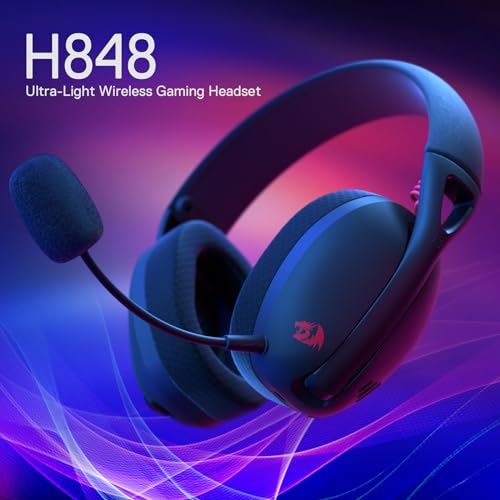 Redragon H848 BT Wireless Gaming Headset - Lightweight - 7.1 Surround Sound - 40MM Drivers - Detachable Microphone - Multi Platforms for PC, PS5/4/3, Switch, Mobile - color: Black