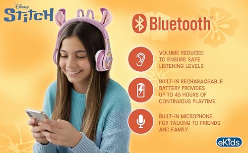 Disney Stitch Angel Bluetooth Headphones for Kids, Wireless Headphones - color: Angel