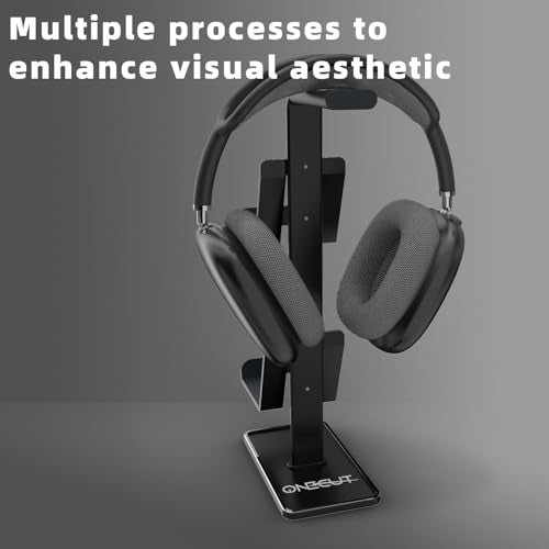 3in1 Headphone Holder Game Controller, Gaming Headset Stand, Dual Headphone Holder with Base (Black)