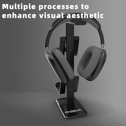 3in1 Headphone Holder Game Controller, Gaming Headset Stand, Dual Headphone Holder with Base (Black)