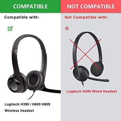 Defean Earpads for Logitech H390/H391/H600/H609/H760 Headphones | Black Ear Pads Cushions with Soft Protein Leather, Noise Isolation Foam