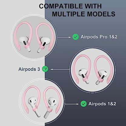 2 Pairs AirPods Ear Hooks for AirPods Pro 2 1 AirPod 4-1, Pink | Upgraded Anti Slip Sports Clip Hooks, Full Button Access, Friendly to Glasses Wearers, Comfortable, Easy Install & Take off - color: Pink