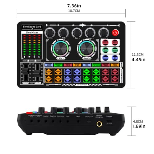 5V 1A F999 Live Sound Card Body with Rich Sound Effects Noise Reduction Portable Audio Mixer for Live Broadcast Podcast