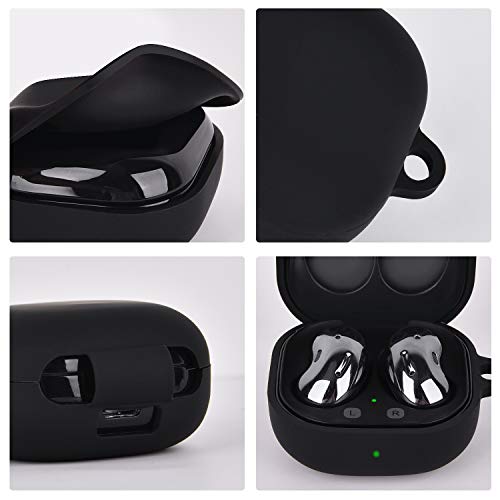 AIRSPO Silicone Case Compatible for Samsung Galaxy Buds 2 Pro/Galaxy Buds2/ Galaxy Buds Pro 2/ Galaxy Buds Live/Galaxy Buds FE Case (Black) - color: Black