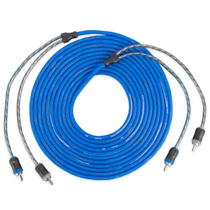 NVX® XIV27 22.97 ft (7 Meter) Oxygen Free Copper 2-Channel Twisted Pair V-Series Car Audio RCA Audio Interconnect Cable with Shielded Noise Reduction and Split-tip Silver-Plated Ends | Oxygen Free Copper Twisted Pair V-Series with Shielded Noise Reduction
