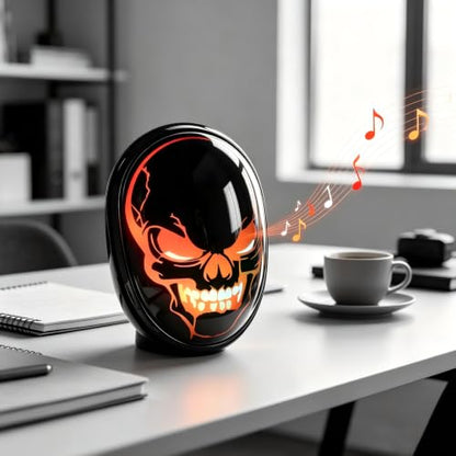 Halloween Ghost Bluetooth Speaker, Spooky Funny Skull Mini Speaker Wireless (Dark Black) - color: Dark Black