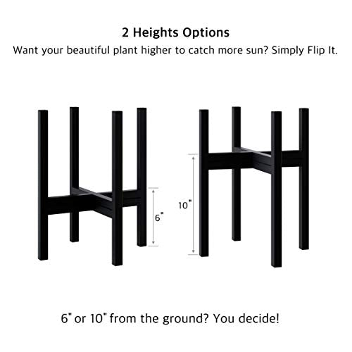 FaithLand Mid Century Plant Stand Indoor Outdoor (EXCLUDING 10" Plant Pot), Metal Planter Stand, Potted Plant Holder, Black, Hold Up to 10 Inch Planter - Fits Snake Plant - Upgraded Design. - size: 10 inch