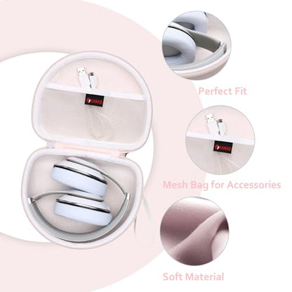 Headphone Case Compatible with Beats Studio Pro/Solo 4 / Studio 3 / Solo 3 / Picun B8 / BERIBES/JLab JBuds Lux ANC Wireless Bluetooth Noise Cancelling Headphones (Pearl White) - color: Pearl White