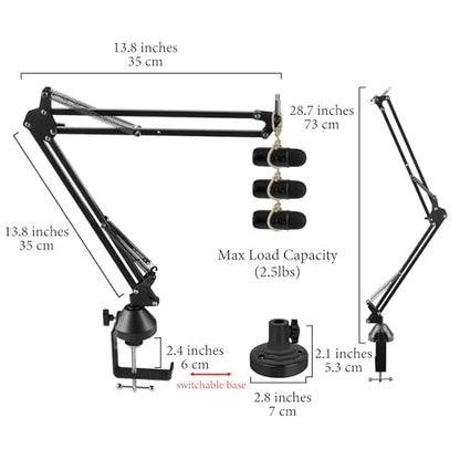 GEEKRIA for Creators Microphone Arm Compatible with Blue Yeti, Yeti X, Yeti Pro, Snowball ICE, G Yeti GX, Mic Boom Arm with Table Flange Mount Adapter, Suspension Stand, Desk Mount Holder