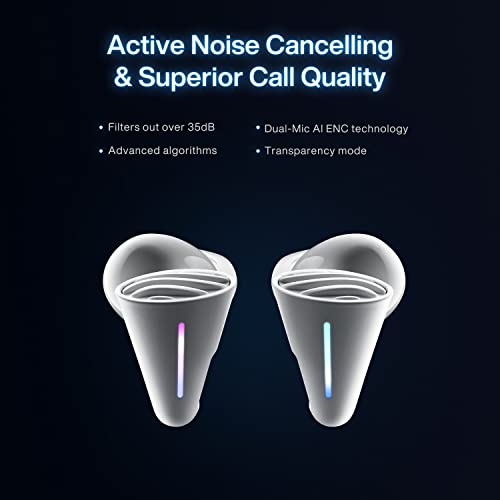 Angry miao CYBERBLADE Wireless Gaming Earbuds, Active Noise Cancelling Bluetooth Earbuds with Microphone, 36ms Low Latency Earphone for PC, PS4, PS5, Switch, iPhone, Android