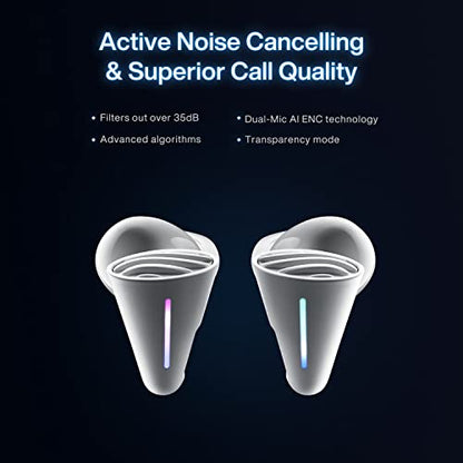 Angry miao CYBERBLADE Wireless Gaming Earbuds, Active Noise Cancelling Bluetooth Earbuds with Microphone, 36ms Low Latency Earphone for PC, PS4, PS5, Switch, iPhone, Android