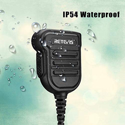 Retevis IP54 Waterproof Heavy Radio Microphone, 1 Pack | Police Walkie Talkie Shoulder Mic,for RT22/H777/RT21/RT68/RT86,Compatible with BAOFENG,Kenwood,BTECH,Rotatable Clip - style: Without AI Noise Reduction